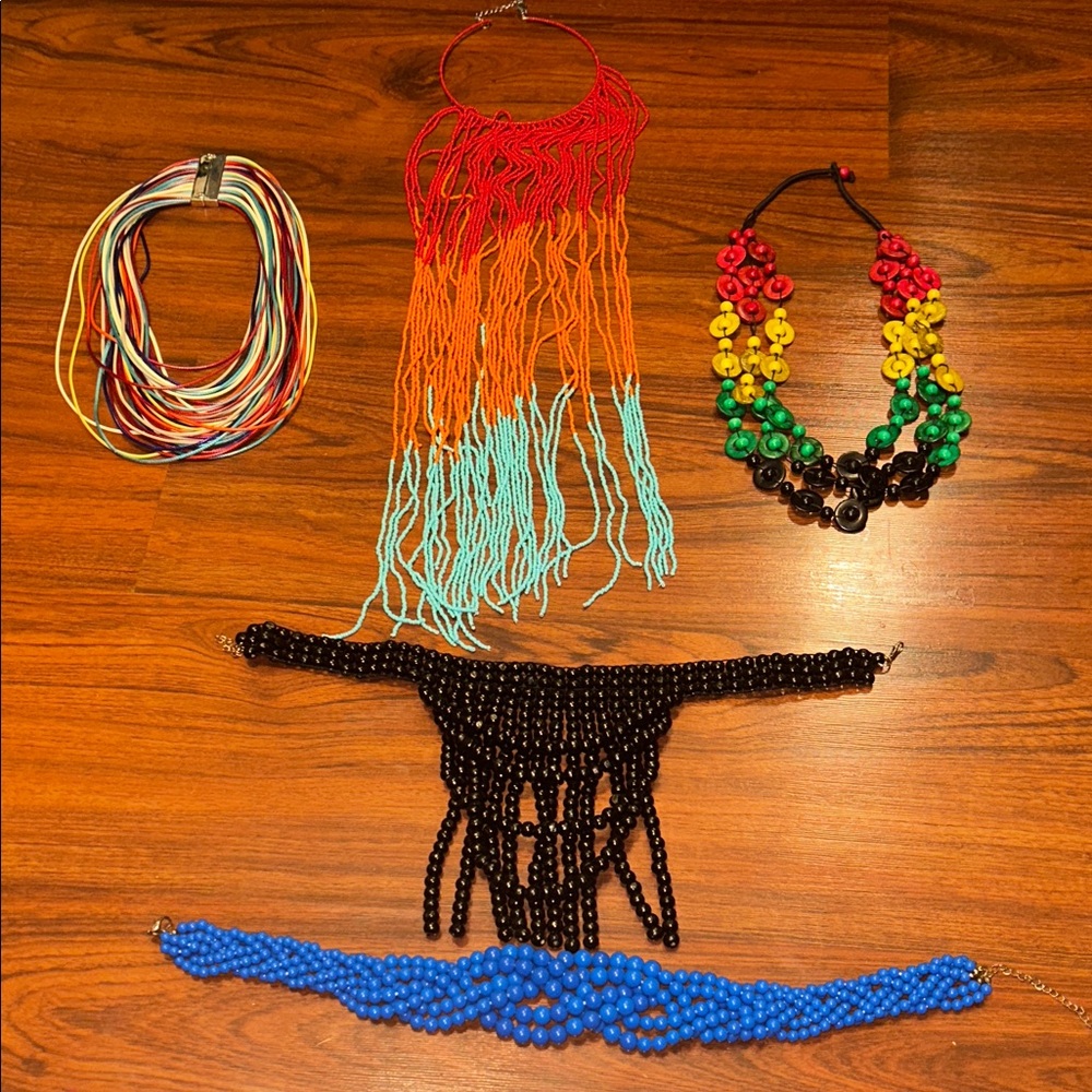 BOHO Statement Pieces-Vibrant Colorful Choker Necklaces Bundle of 5 NWOT